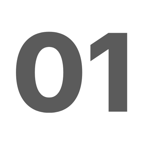 Large green numbers "01" on a light gray background.